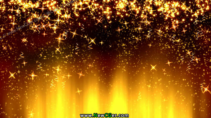 璀璨的金色粒子星光视频素材，可用于周年、节日等庆祝时刻，Golden Anniversary-影创院