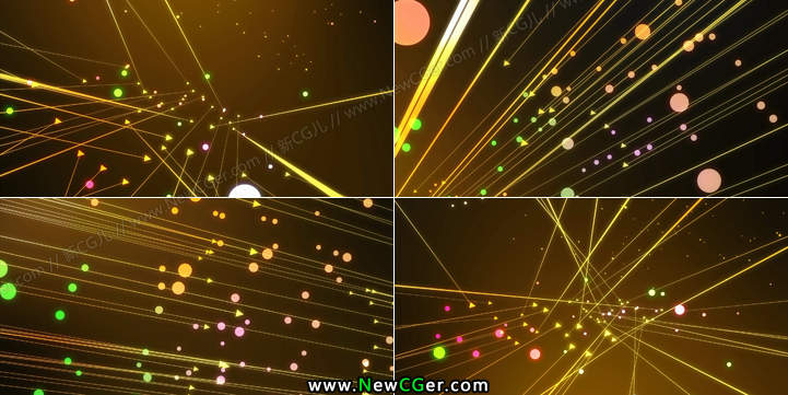 3例精美的粒子箭头线条空间循环视频素材，Line With Triangle And Point-影创院