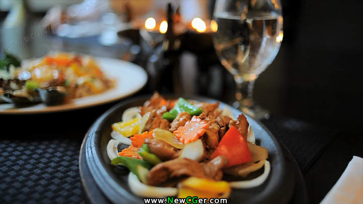 餐厅里的美食实拍视频素材，Delicious Restaurant Tasty Dish-创富院