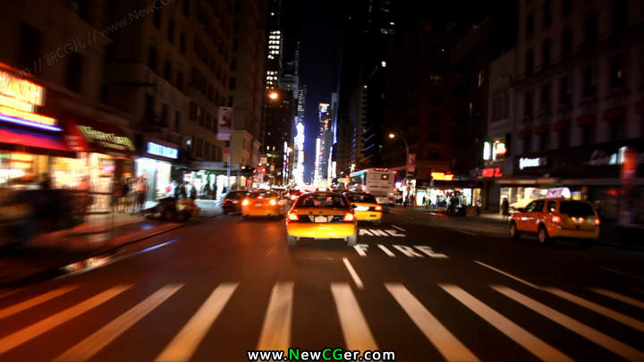驰骋在时代广场的夜晚实拍视频素材，含音频，Times Square New York City at night Full HD-影创院