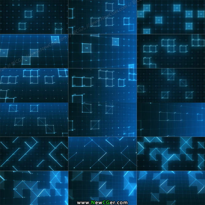 高科技主题的线条线框背景视频素材，共36例-创富院