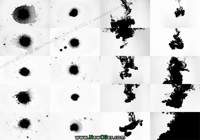 20例不错的中国风水墨晕染和滴落的动画素材-创富院