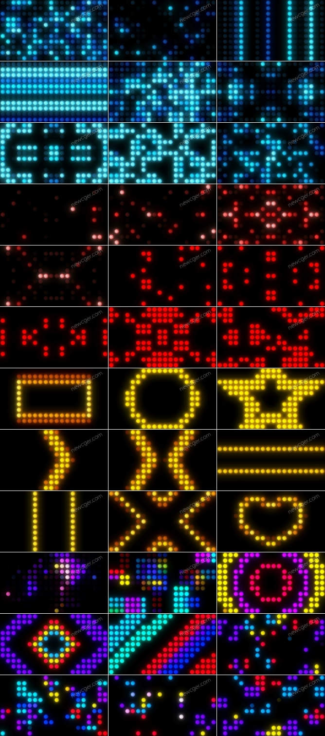 36个LED大屏幕背景墙的灯光/光点循环动画视频素材-创富院