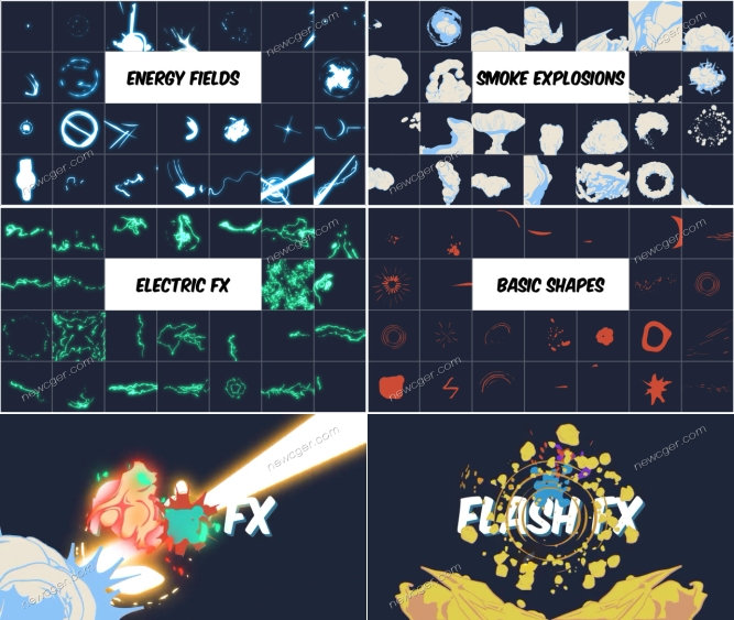 更新至2.0，手绘二维flash动漫特效视频元素合辑-影创院