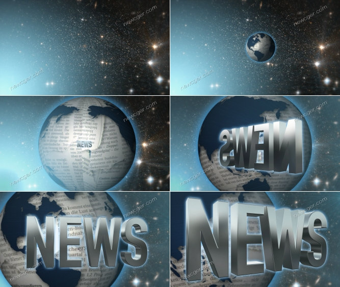 浩瀚宇宙中的地球，全球新闻开场动画高清视频素材-创富院