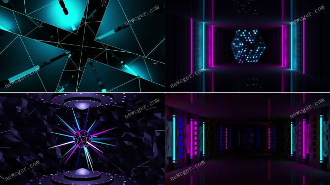 4款炫酷的舞台霓虹灯背景特效视频素材-创富院