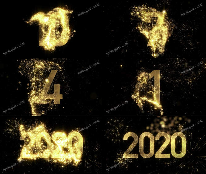 绚丽的金色粒子特效2020年新年10秒倒计时视频素材-影创院