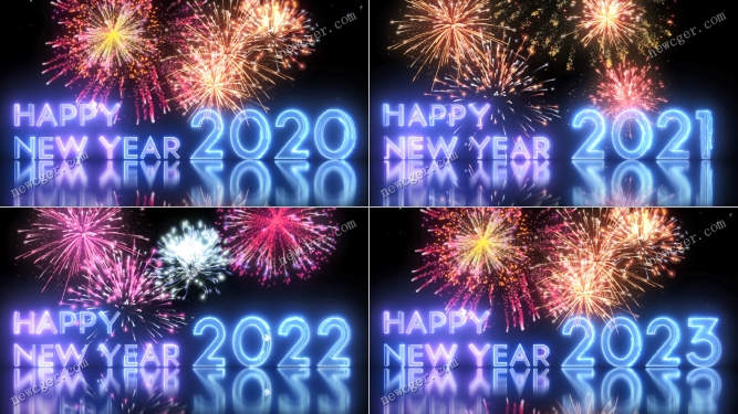 从2020年到2023年的新年快乐视频素材-创富院