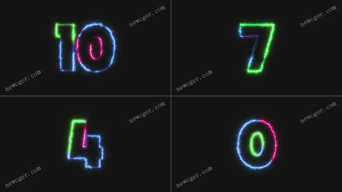 霓虹光线轮廓10秒数字倒计时开场视频素材-影创院
