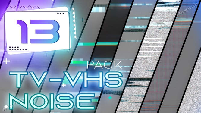 13个电视VHS噪点和故障视频素材，信号接收不良-创富院