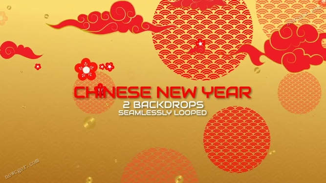 2段4K级中国风农历中国年新春主题的背景循环视频素材-创富院