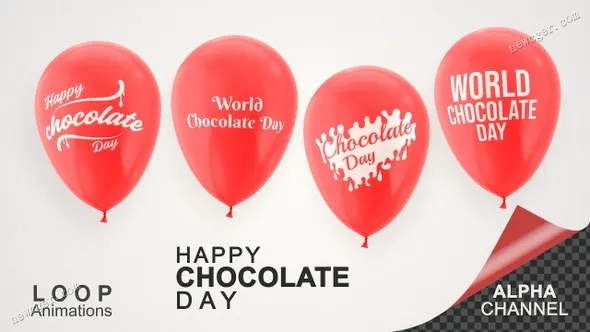 6段带通道的Happy Chocolate Day“快乐巧克力日”气球视频素材-影创院
