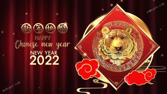 2022年中国新年虎年大吉的红色喜庆视频素材-创富院