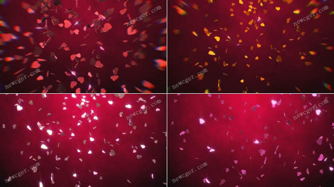 4组适合情人节或婚礼主题的密集3D小爱心动态背景循环视频素材-创富院
