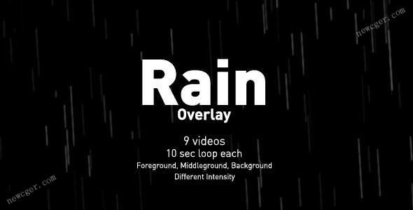 9种不同程度的下雨效果视频素材，可循环播放-创富院