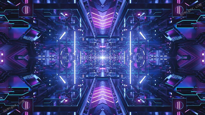 在未来派科幻空间隧道行进的可循环视频素材-影创院