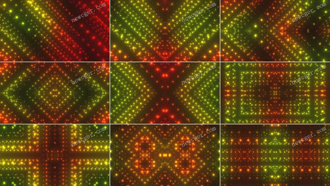 9款不同形态的七彩闪烁LED灯光背景循环视频素材-创富院