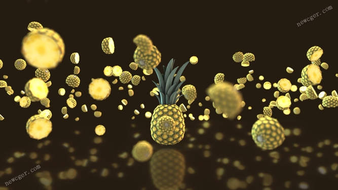 有趣的旋转的切块菠萝3D水果动画视频素材-创富院