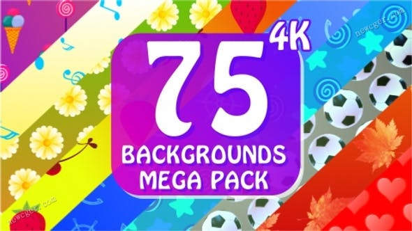 75个可循环的4K级超级图案背景视频素材包，含花卉、水果、天气等14个类别-影创院