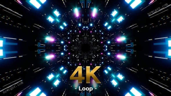 4K级别超高清的粒子光效科幻隧道循环视频素材-创富院