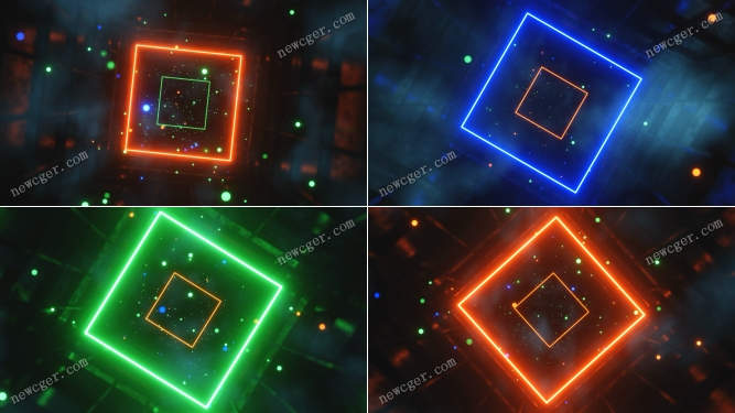 含光雾效果的闪烁炫彩灯光隧道背景特效视频素材-影创院