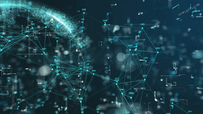 点线数字网络和发光球体的未来科技动态背景视频素材-影创院