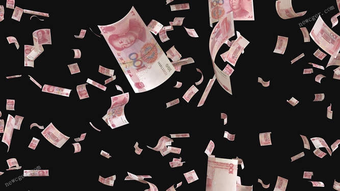 100元人民币纸币从天而降的4K级超高清视频素材-影创院