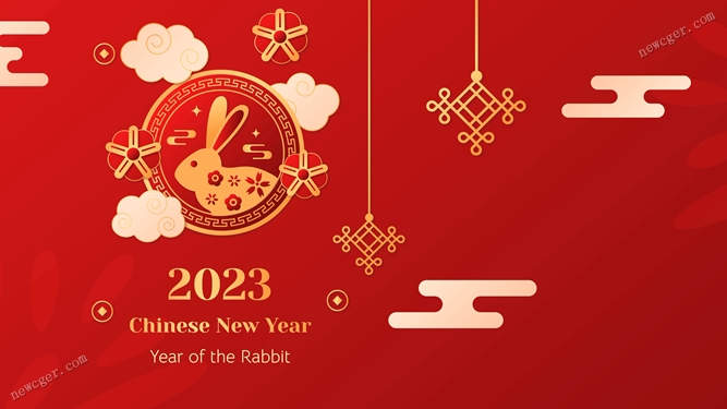 庆祝2023年中国兔年春节的红色喜庆动画4K视频素材2-创富院