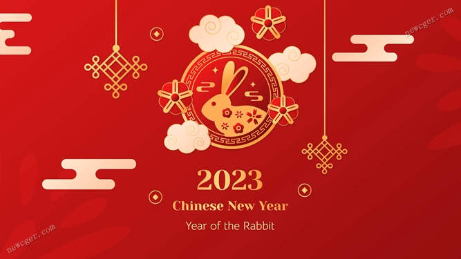 庆祝2023年中国兔年春节的红色喜庆动画4K视频素材1-创富院