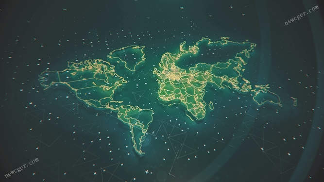 未来派科技感全息样式的全球地图背景视频素材-创富院