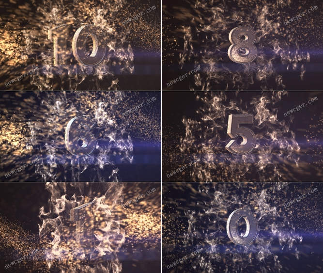 带有震撼冲击波特效的10秒数字倒计时视频素材-创富院