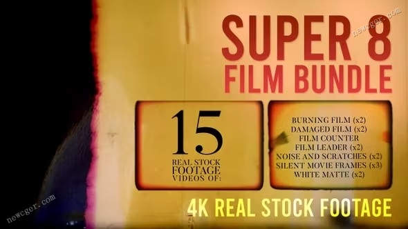 Super 8超8毫米电影胶片视觉外观特效视频素材包-创富院