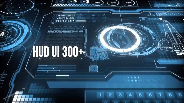 300+HUD全息高科技屏幕UI元素素材视频素材，含1个aep项目-影创院
