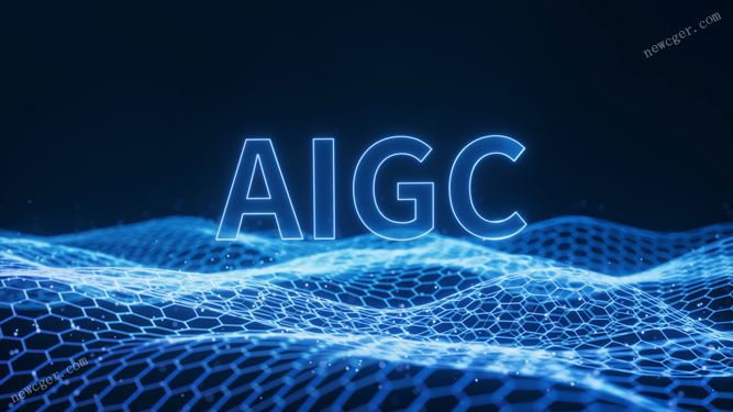 含“AIGC”字样的4K级别蓝色网络背景视频素材-创富院