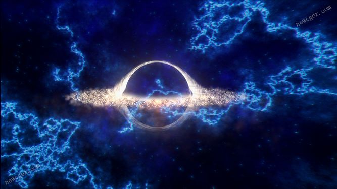 宇宙空间中展示的黑洞能量粒子球体视频素材-创富院