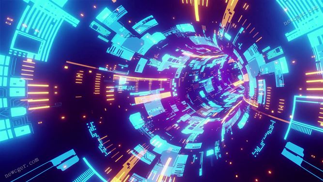 高速的科幻发光隧道循环视频素材-创富院