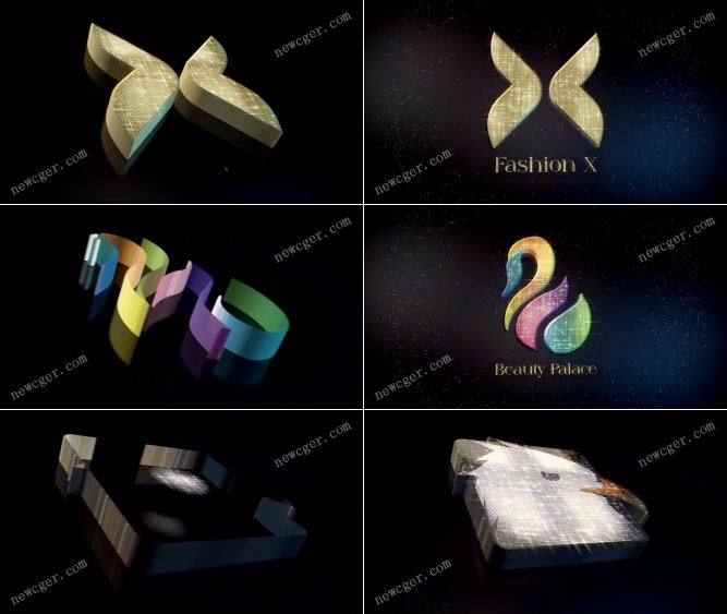 唯美闪耀粒子纹理特效的3D标志演绎动画AE模板-影创院