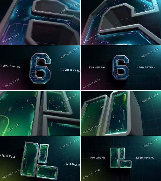 未来主义数字科技三维logo标志演绎动画AE模板-影创院