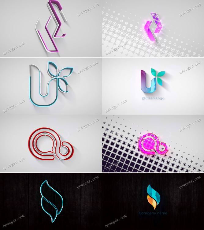 现代企业3D描边勾勒的优雅logo揭示动画AE工程-影创院