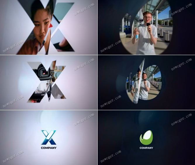 标志轮廓形状的多图快速叠加logo片头揭示动画AE模板-影创院