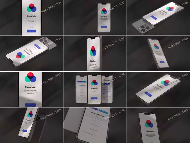 模拟iPhone 15Pro的手机屏幕内容展示样机AE模板-影创院
