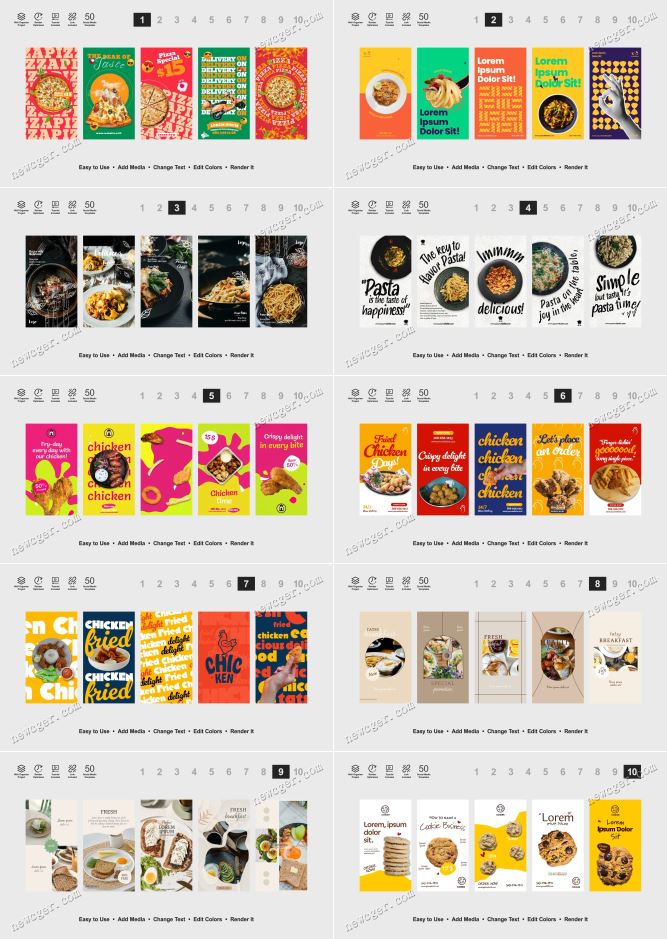 50款餐厅饭店主题的Instagram竖版海报动画样机AE模板-创富院