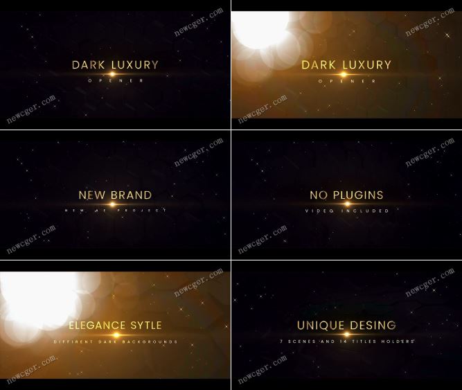 深色背景中优雅唯美的文本标题开场动画AE模板-创富院