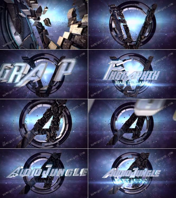 模拟复仇者联盟的超级英雄电影开场标志AE模板-创富院