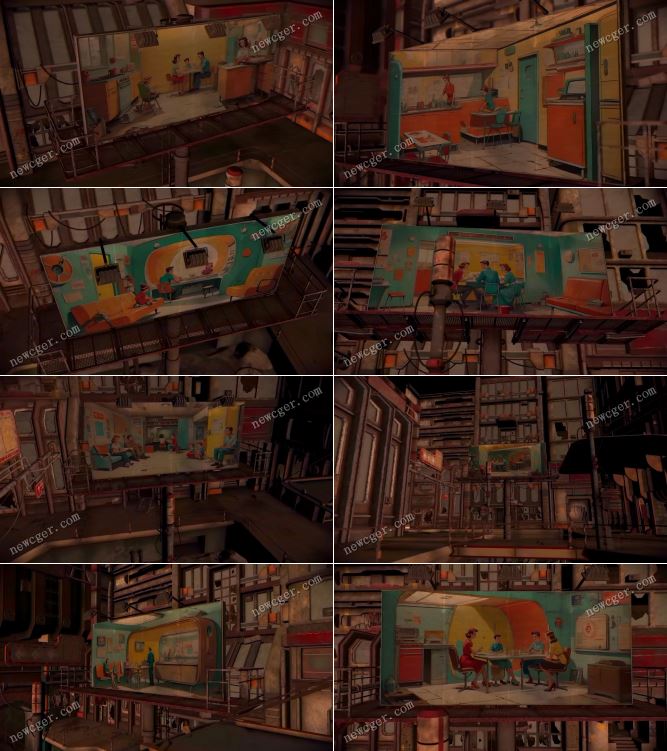 后启示录末世世界里的广告牌模型展示动画AE模板-影创院
