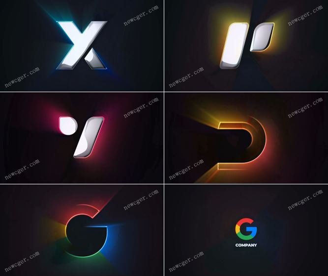 极简风快速描边揭示的明亮logo标志AE源文件-影创院