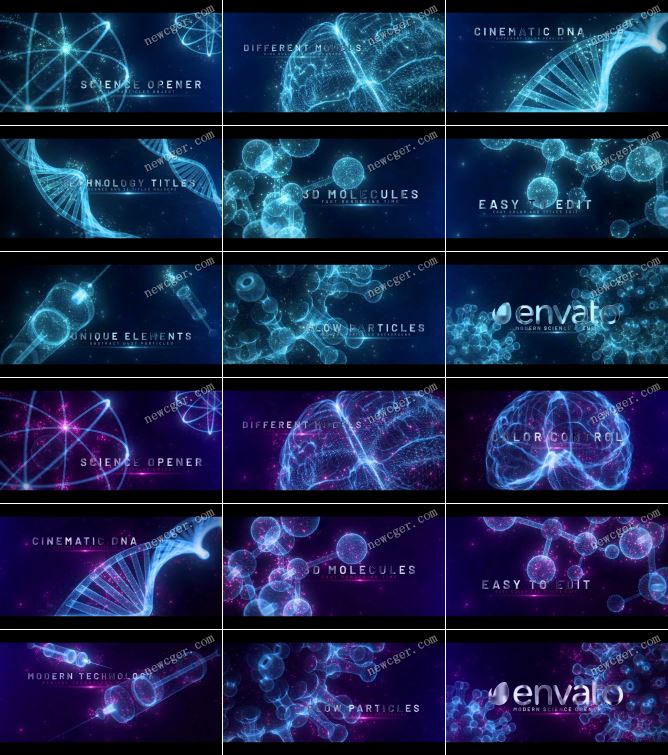 科学科技主题的粒子模型和标题开场动画AE模板-创富院