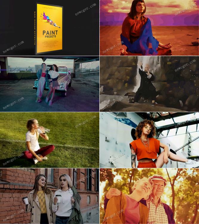 可将视频画面转换为Paint绘画效果的预设AE模板-创富院