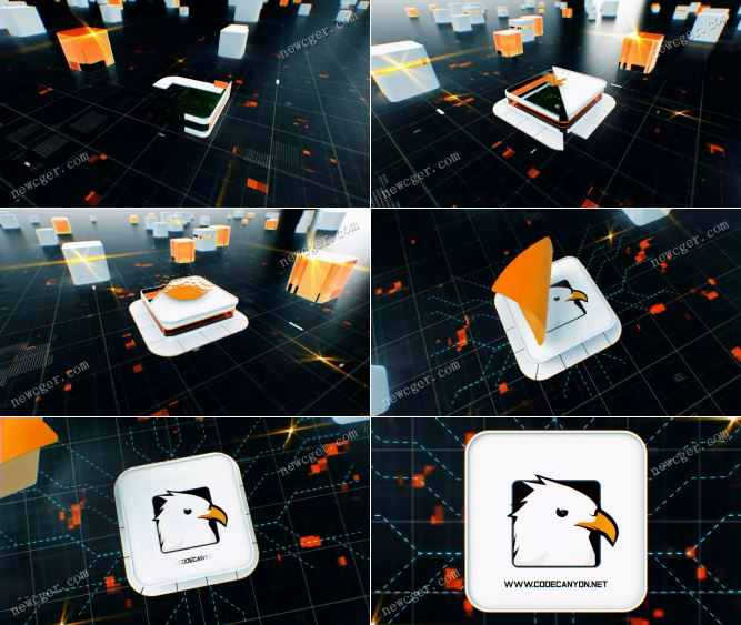 时长仅8秒的数码盒子logo揭示开场AE模板-创富院