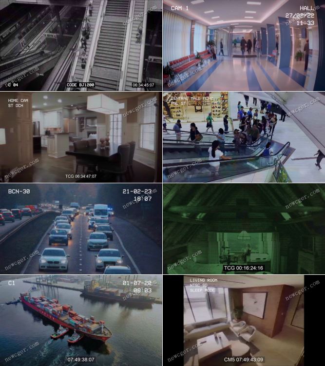 可以把正常视频变成CCTV监控安全摄像头画面的AE模板-创富院